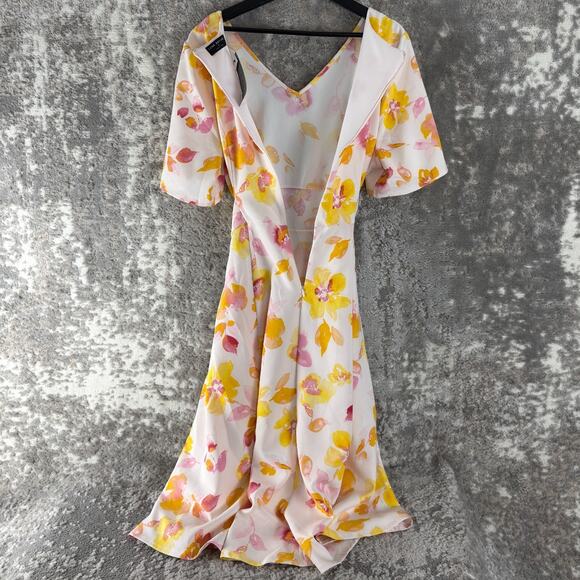 NEW Lane Bryant Plus Size 20 Floral Print Tie Front Fit Flared Midi Dress - Picture 4 of 10